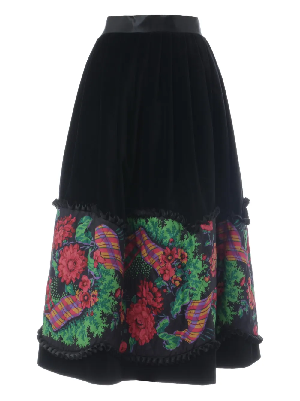 Souleiado provencal ruffle midi skirt - Nero