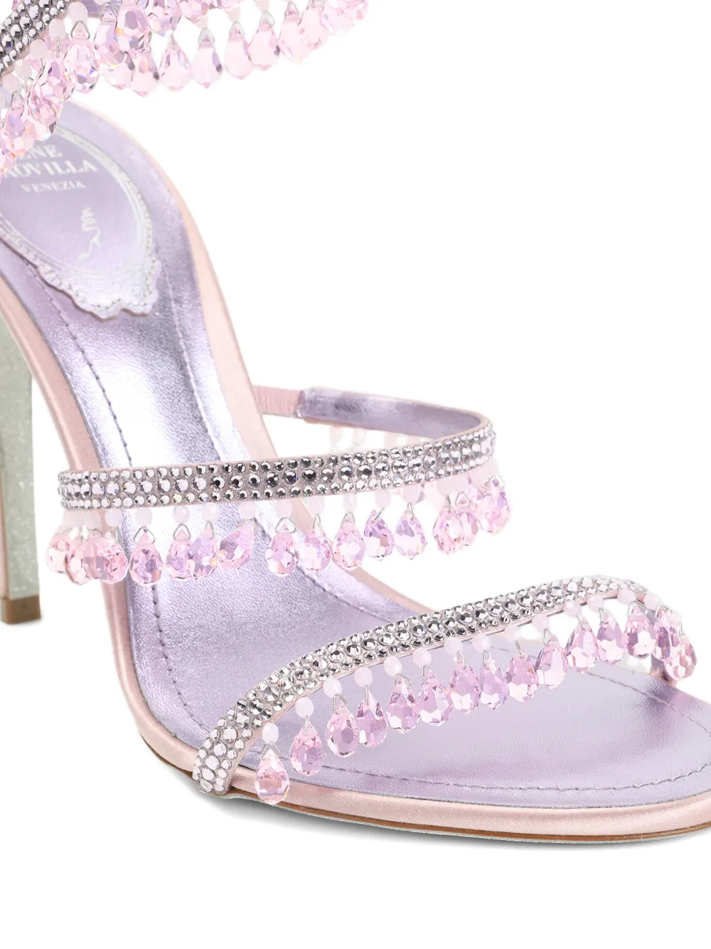 René Caovilla beaded-strap sandal Roze
