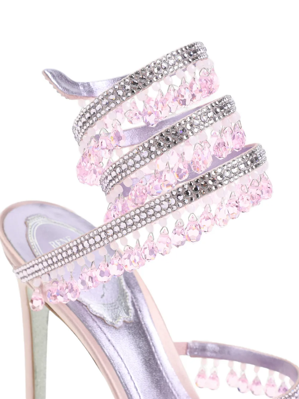 René Caovilla beaded-strap sandal Roze