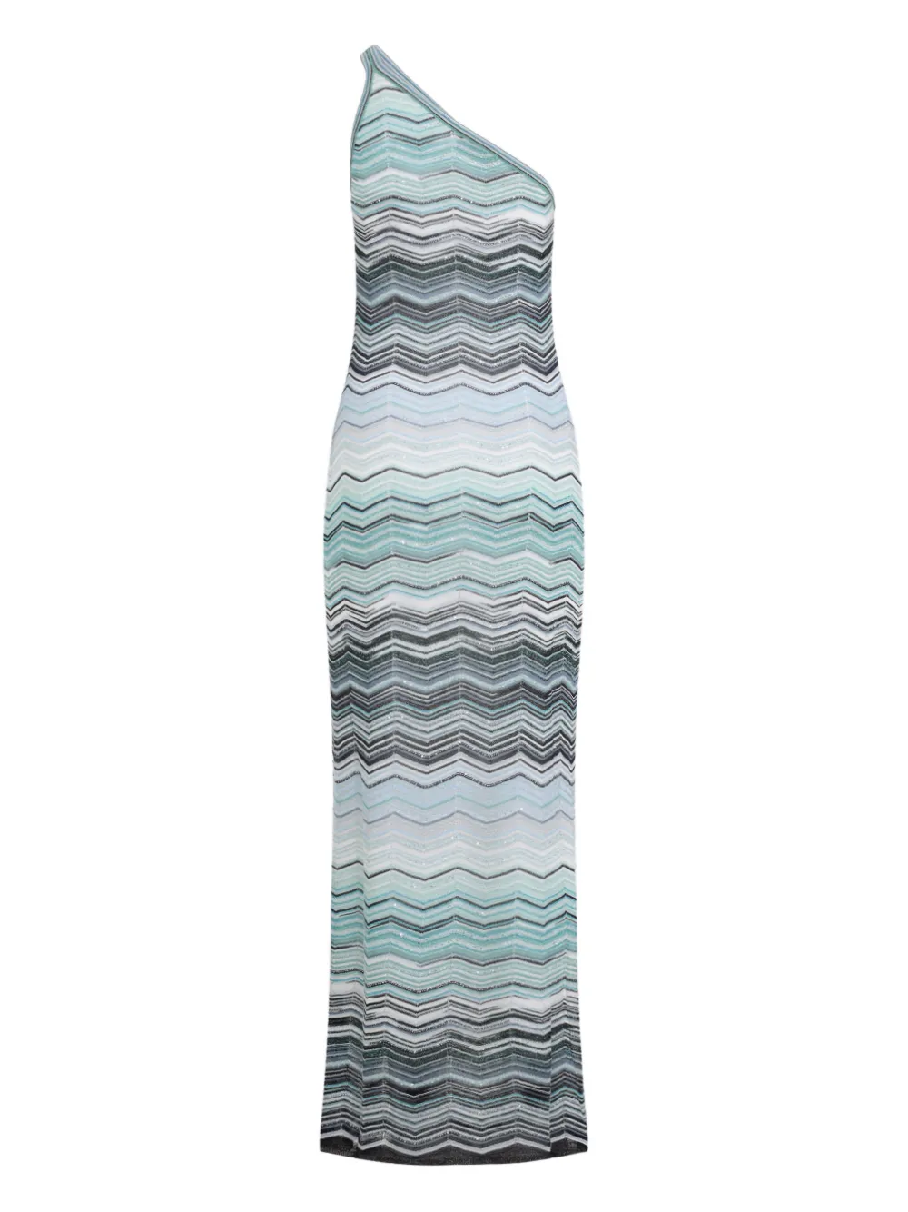 Missoni one-shoulder chevron-pattern maxi dress - Blauw