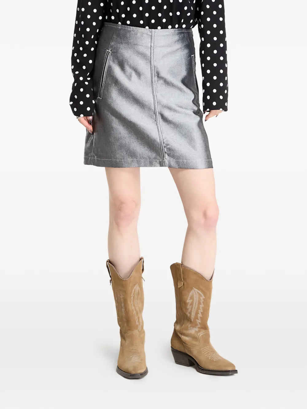Calvin Klein A-line denim mini skirt | Grey | Image 1