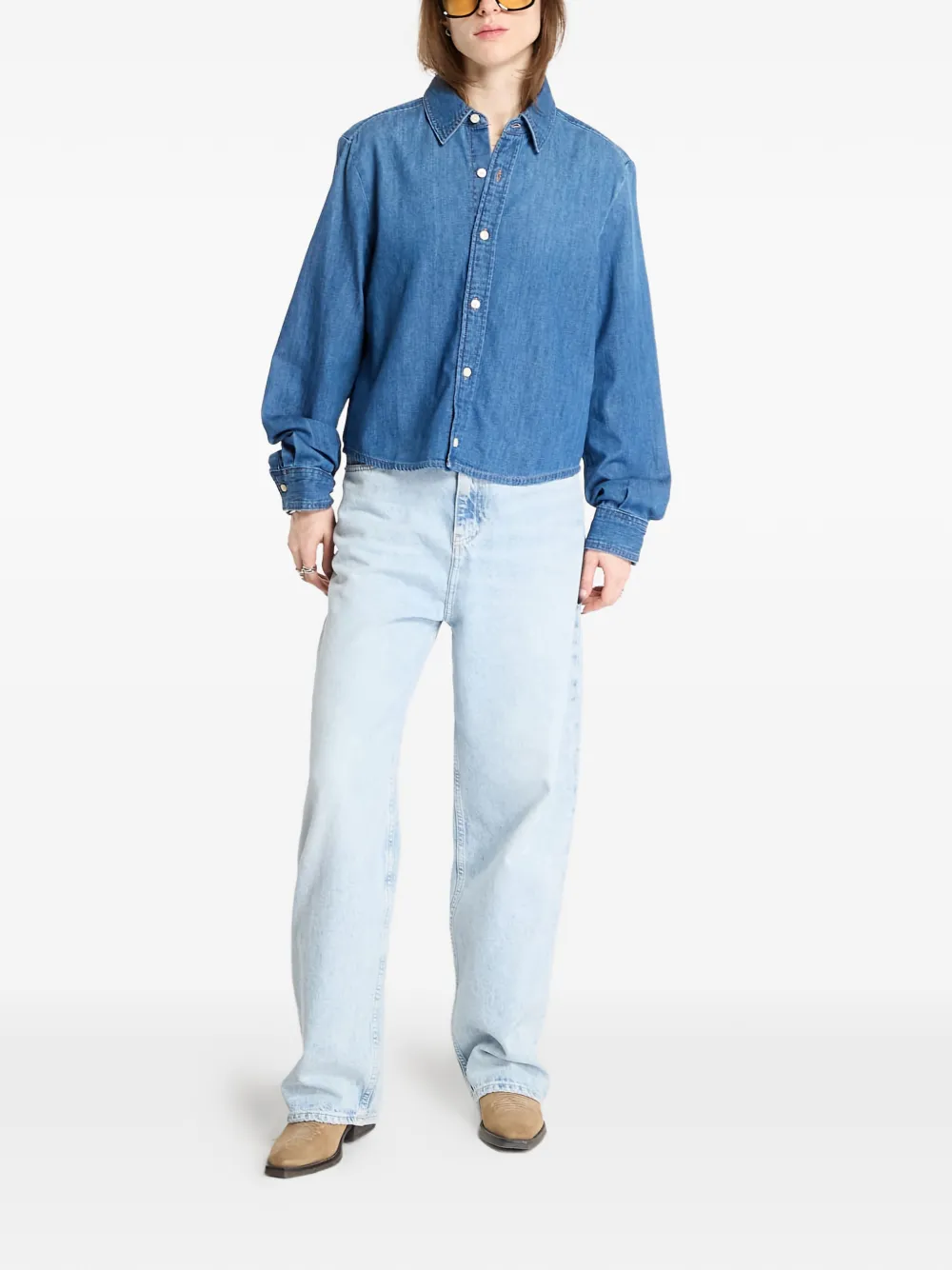 Calvin Klein long-sleeve denim shirt - Blauw