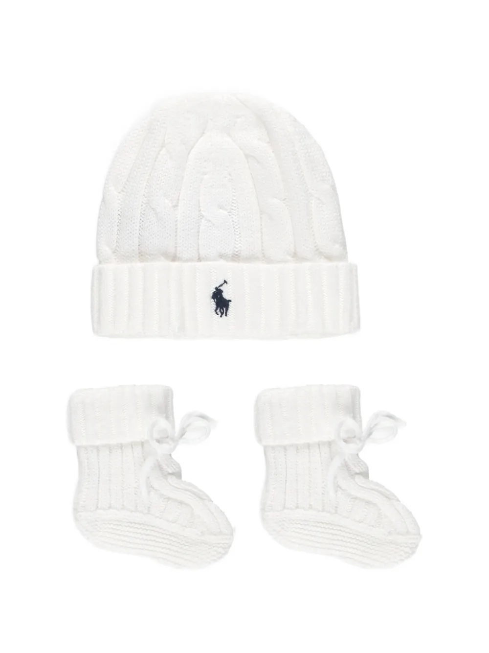 POLO RALPH LAUREN KIDS cable-knit babywear (set of two) - Bianco