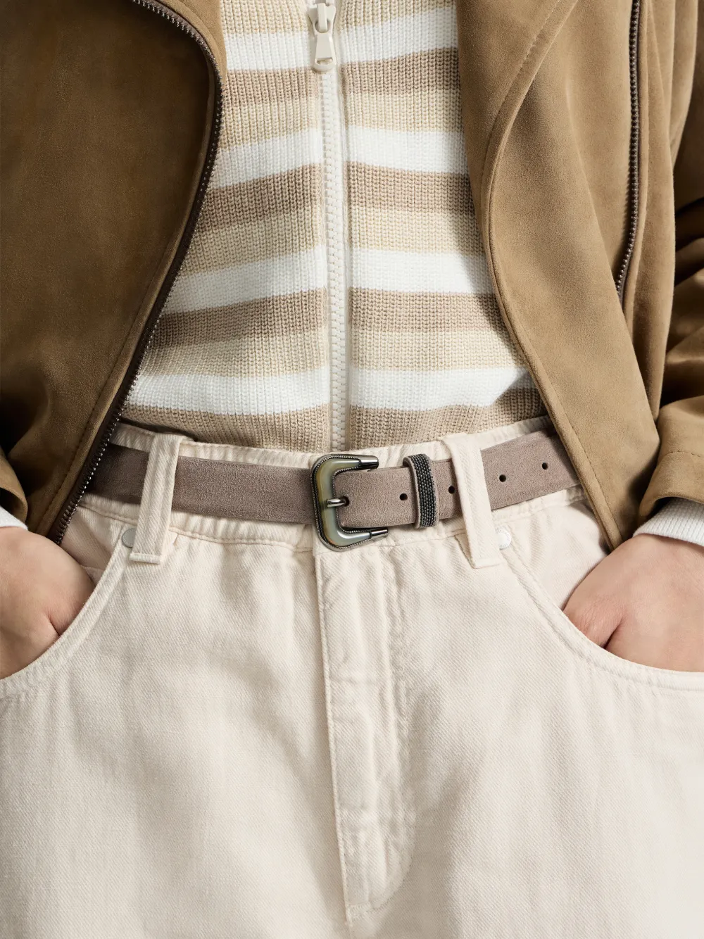  Brunello Cucinelli Suede Belt - Neutrals 