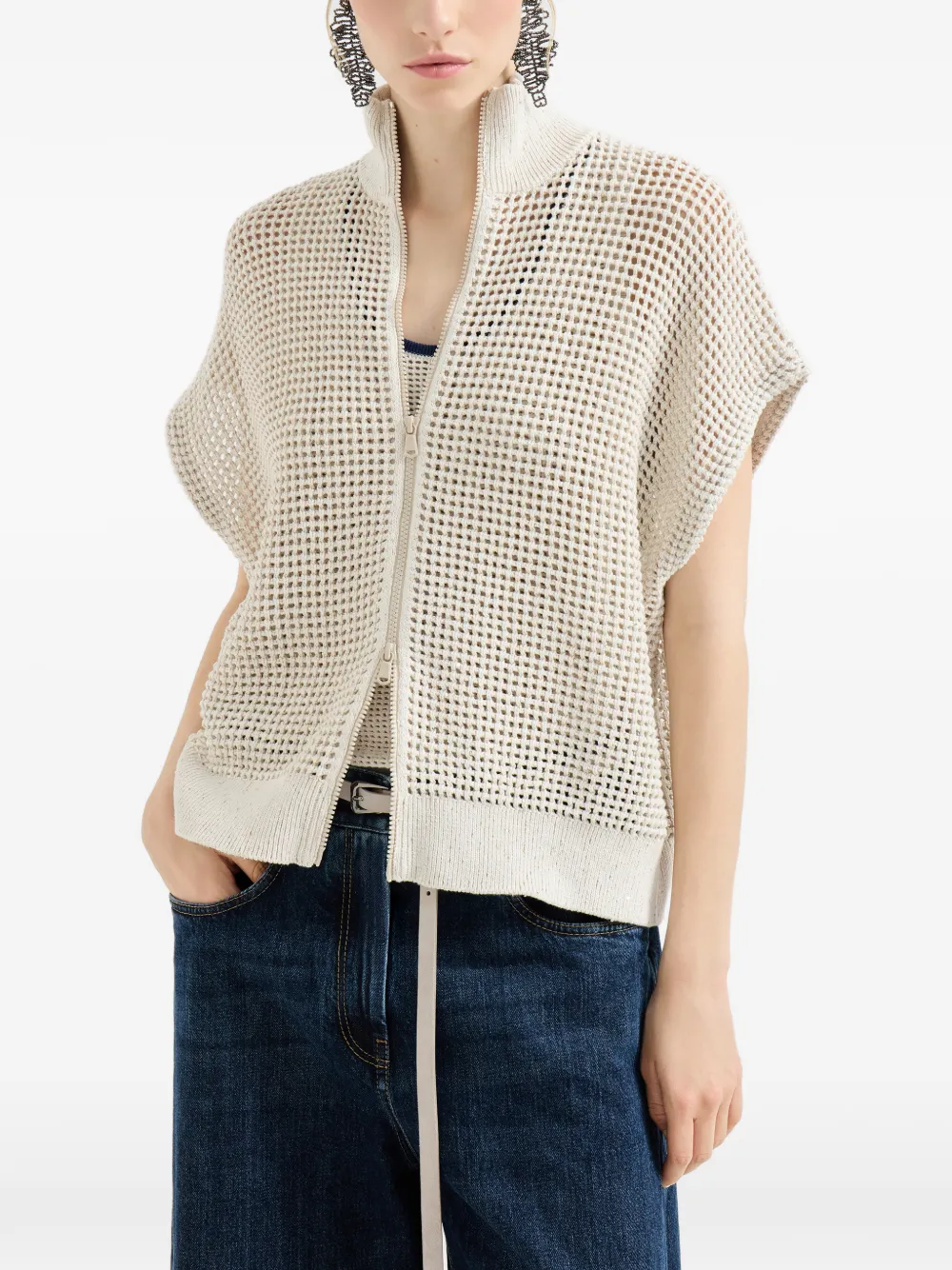  Brunello Cucinelli Zip Cardigan - Neutrals 