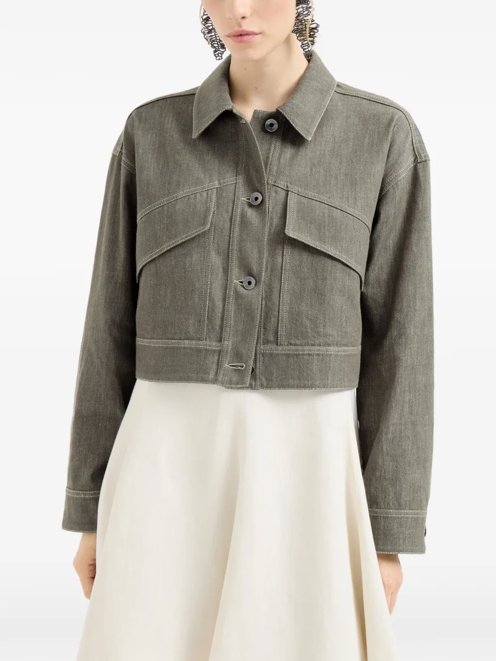  Brunello Cucinelli Monili-detail Buttoned Jacket - Green 