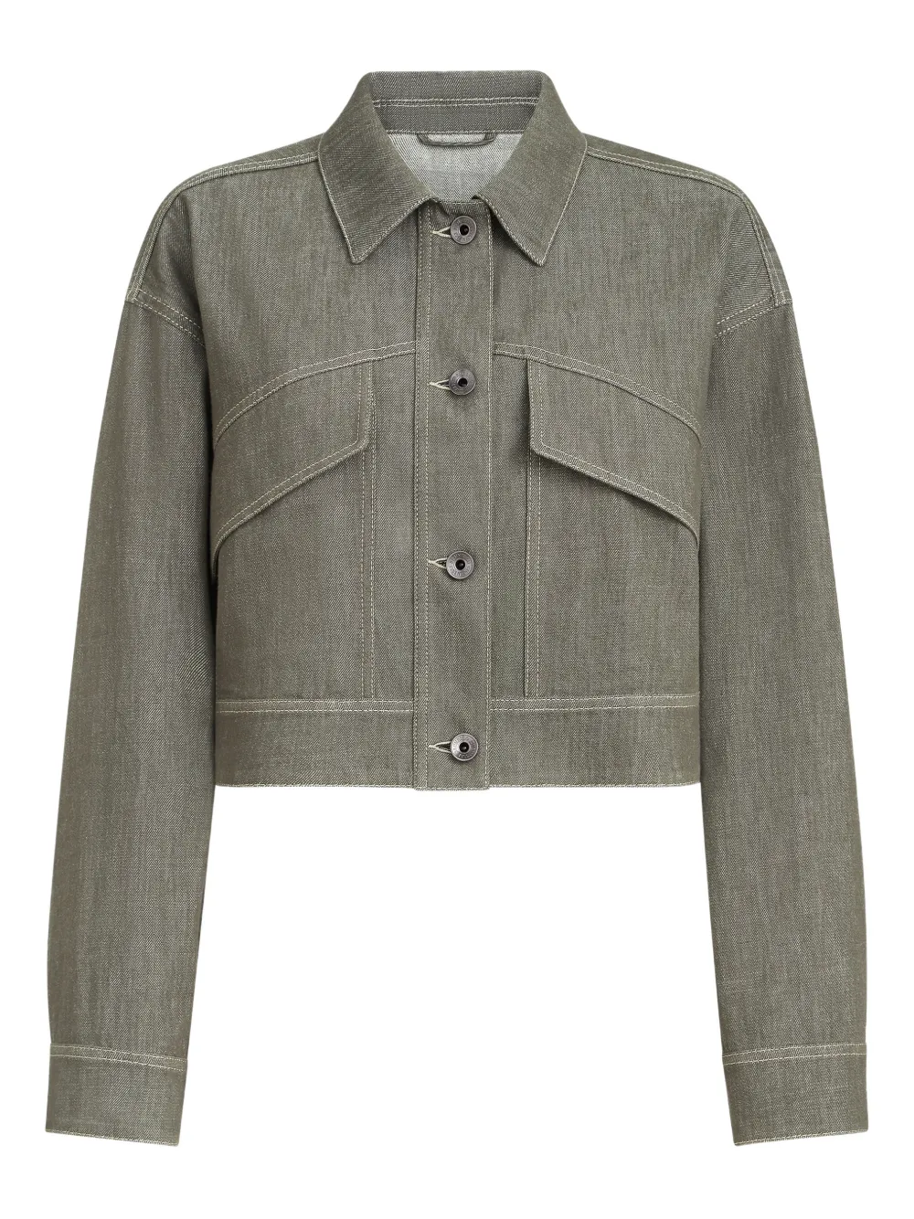 Brunello Cucinelli Monili-detail buttoned jacket - Verde