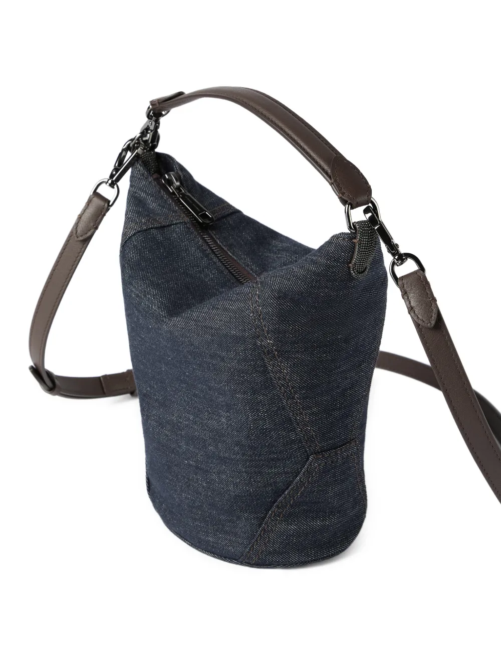 Brunello Cucinelli BC Duo kleine denim bucket-tas Blauw