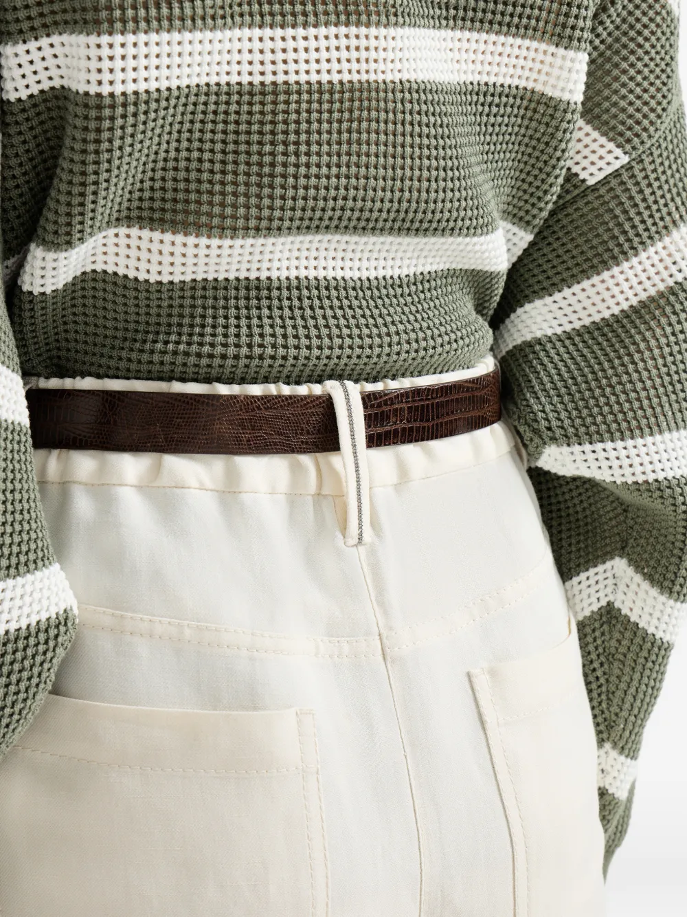 Brunello Cucinelli Broek met riemlussen Beige