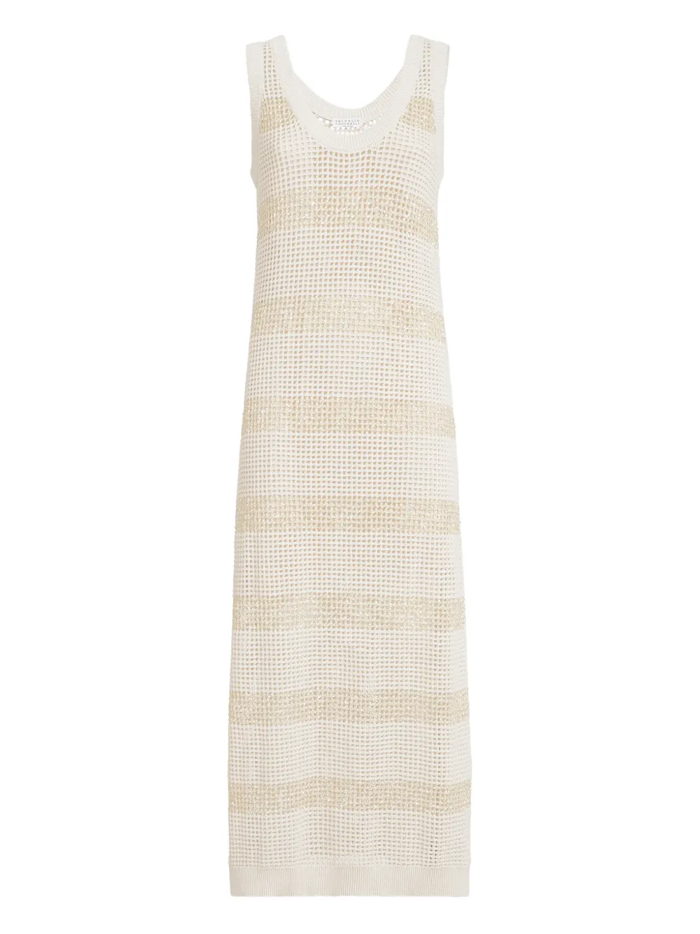 Brunello Cucinelli vestido midi a rayas sin mangas | neutro | Image 1