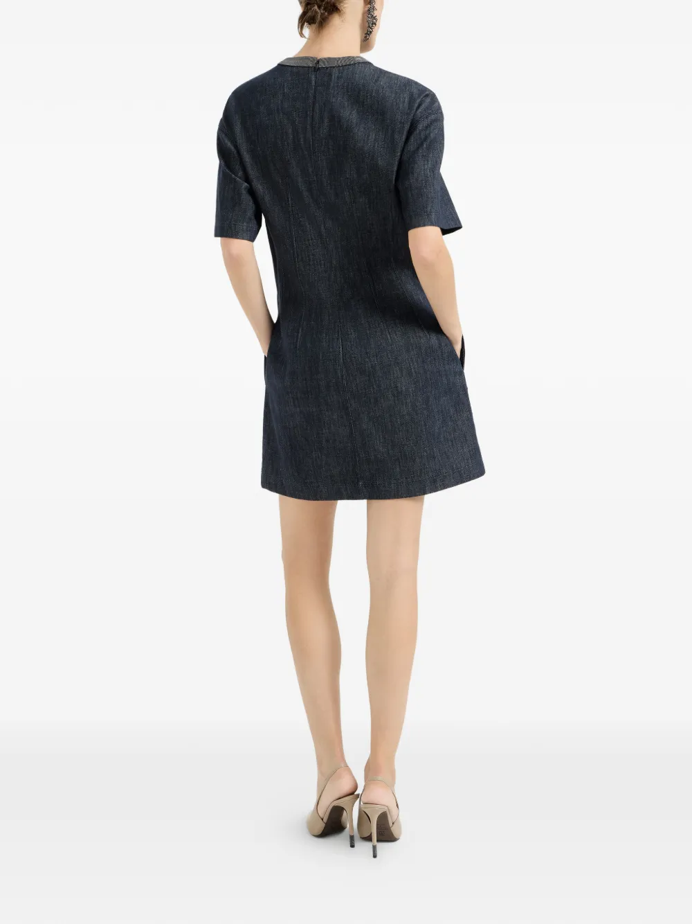  Brunello Cucinelli Denim-effect Mini Dress - Blue 