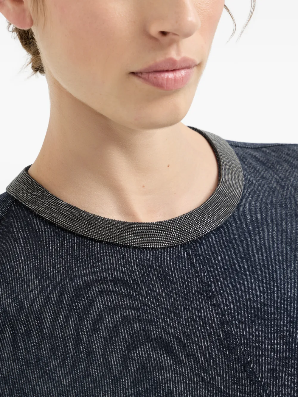 Brunello Cucinelli Mini-jurk met denim-effect Blauw