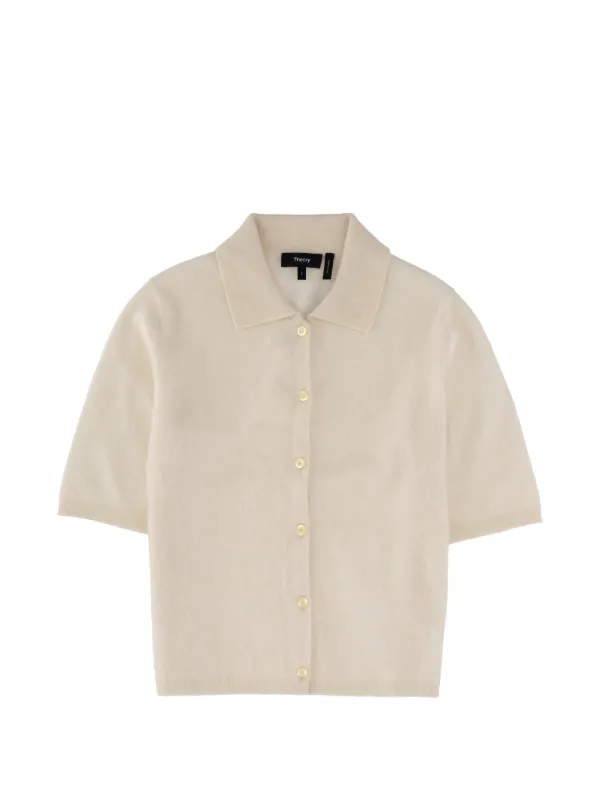 Theory Button-up Collared Shirt in Neutrals
