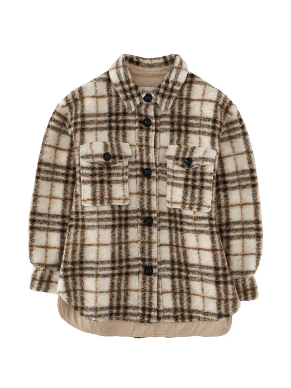 Marant Étoile Checked Pocketed Shirt Jacket in Neutrals