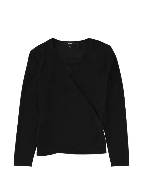 Theory V-neck Wrap Sweater in Black
