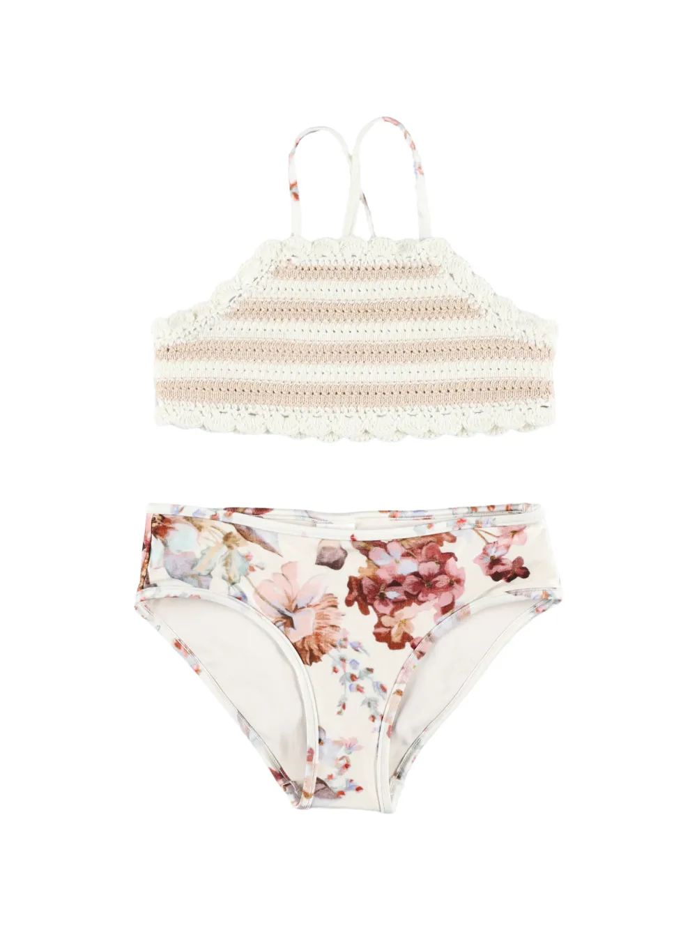 ZIMMERMANN Kids floral-print bikini - Nude