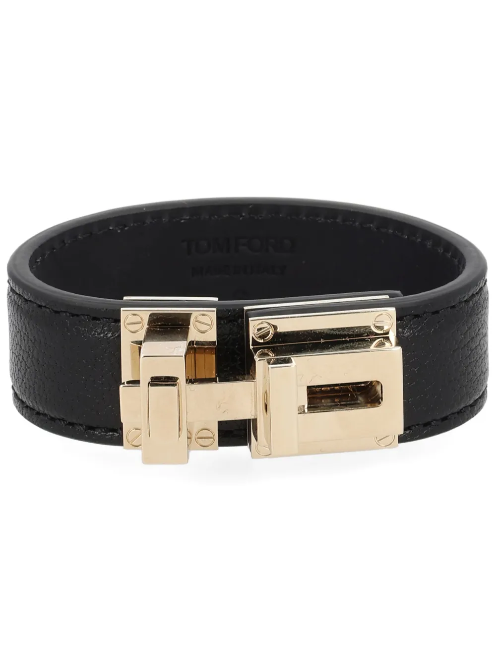 TOM FORD turnlock leather bracelet - Zwart