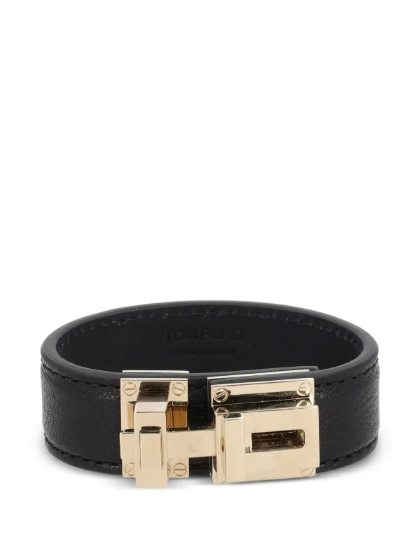 Tom Ford Supple Grain Leather T-latch Bracelet in Black