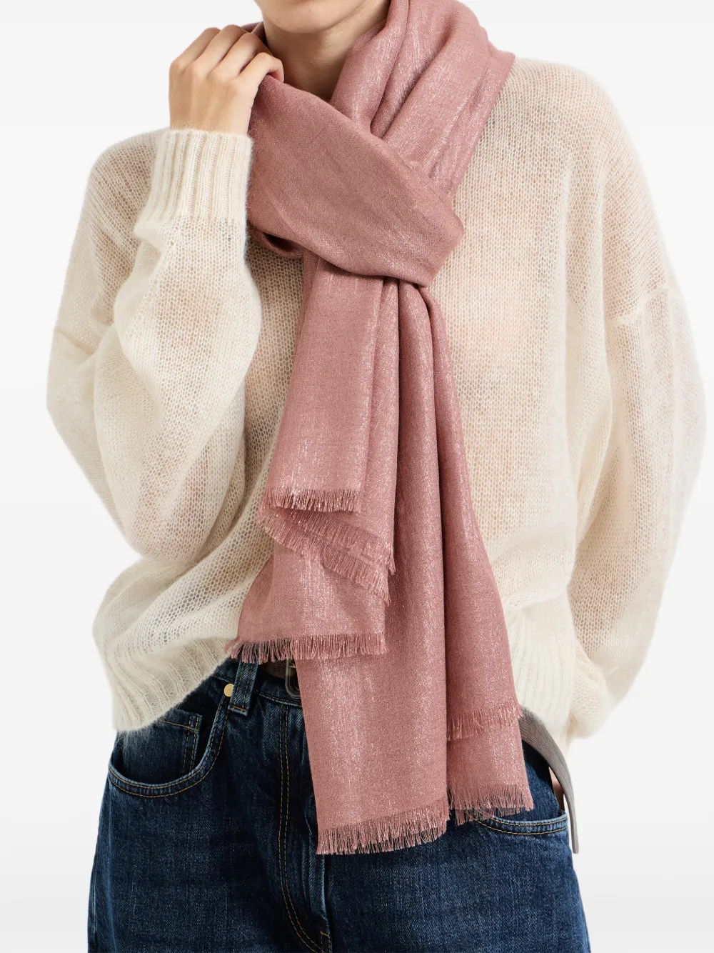 Brunello Cucinelli Sjaal met glitter Roze