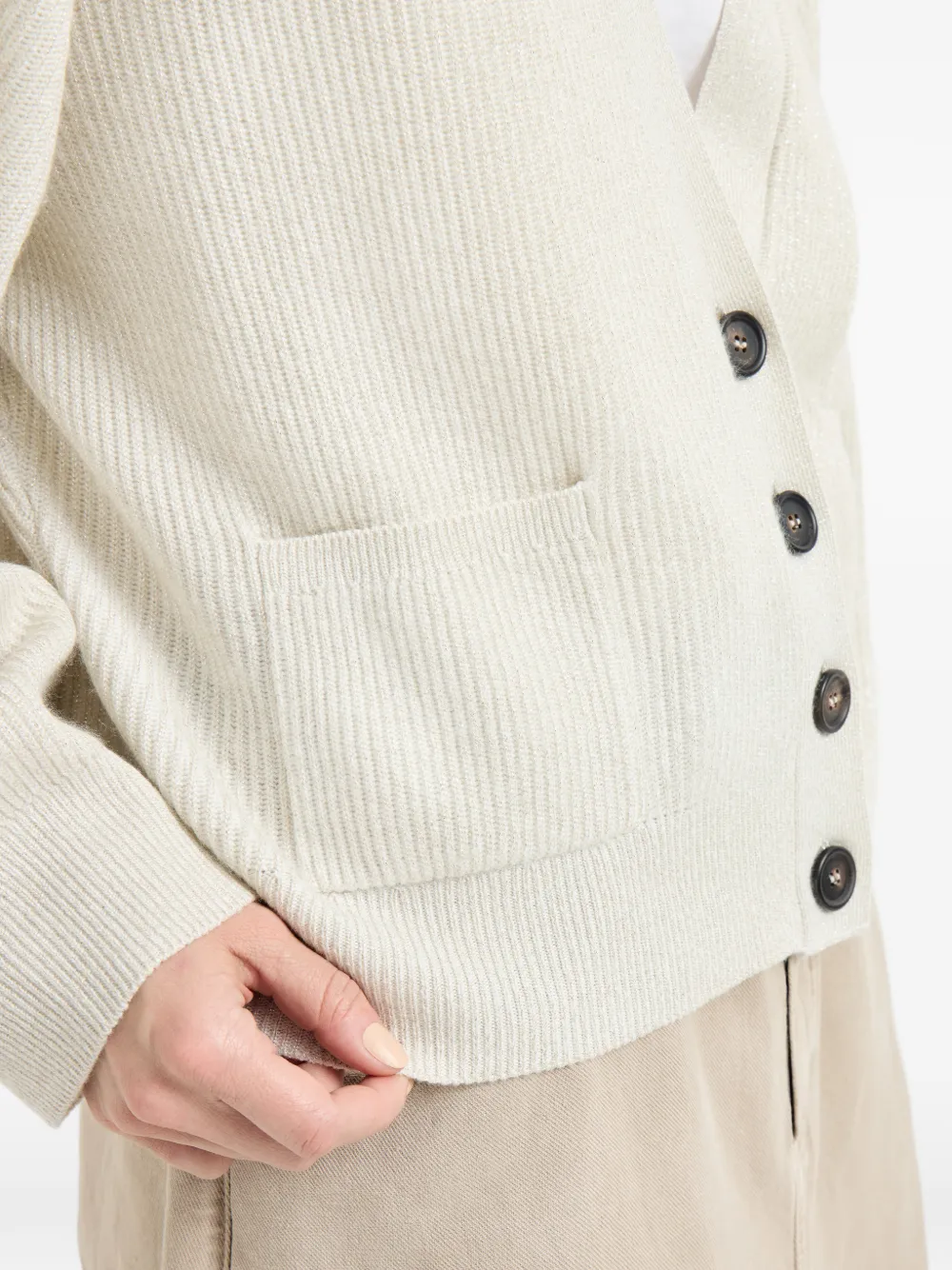 Brunello Cucinelli Geribbeld vest met zakken Beige