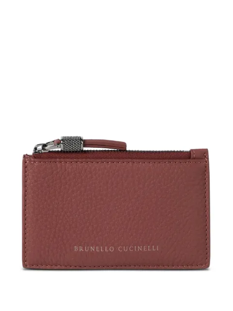 Brunello Cucinelli logo leather card holder