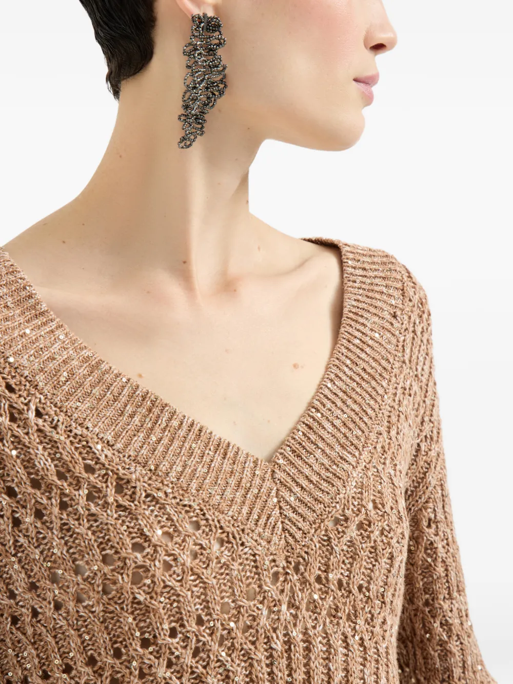 Brunello Cucinelli Trui met V-hals Beige