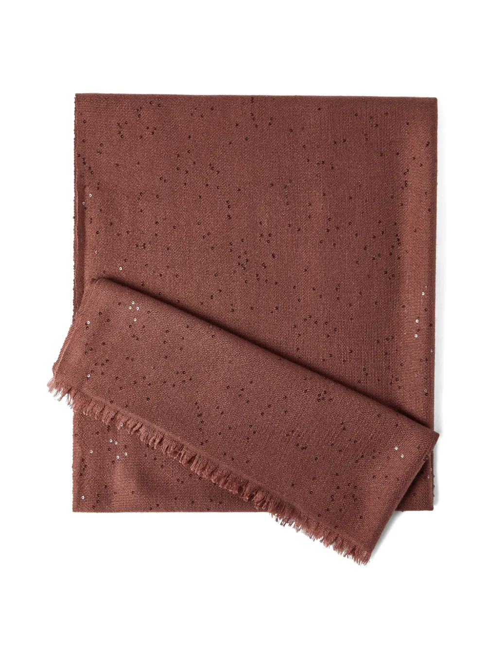 Brunello Cucinelli Sciarpa con bordi sfrangiati - Marrone