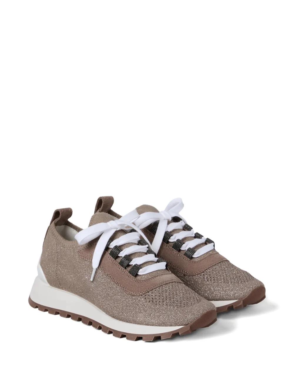 Brunello Cucinelli sparkling knit sneakers - Bruin