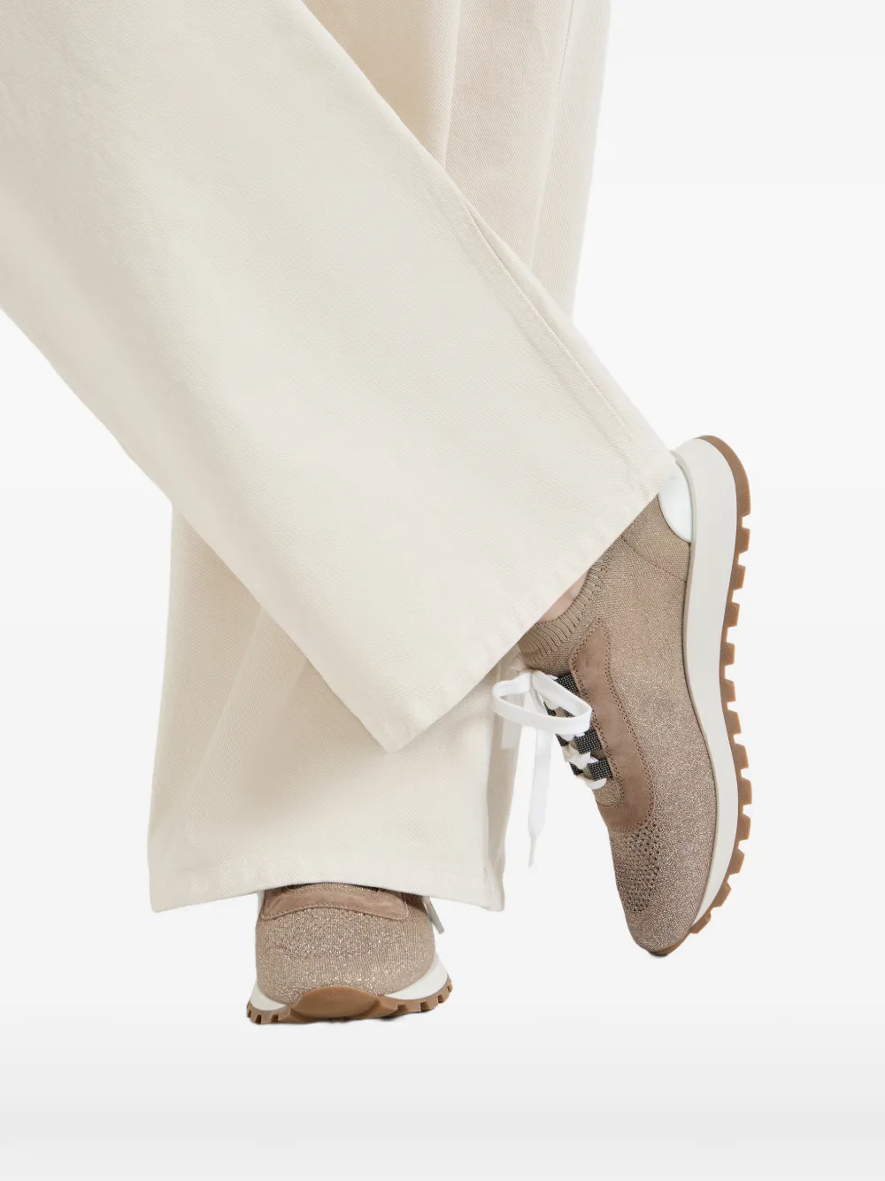 Brunello Cucinelli Sneakers met glitter Bruin