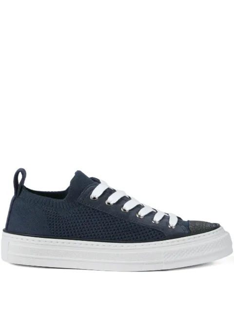 Brunello Cucinelli tenis con paneles de gamuza