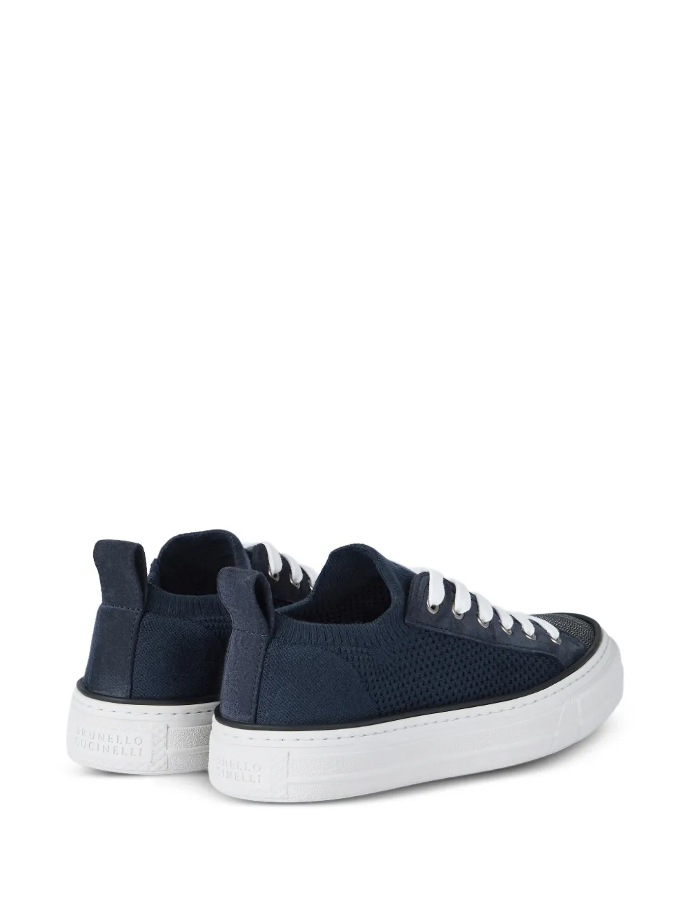 Brunello Cucinelli Sneakers met suède vlak Blauw