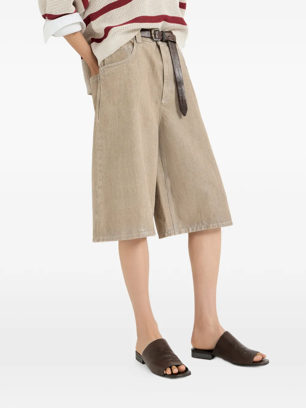 Brunello Cucinelli Shorts met knoopsluiting Beige