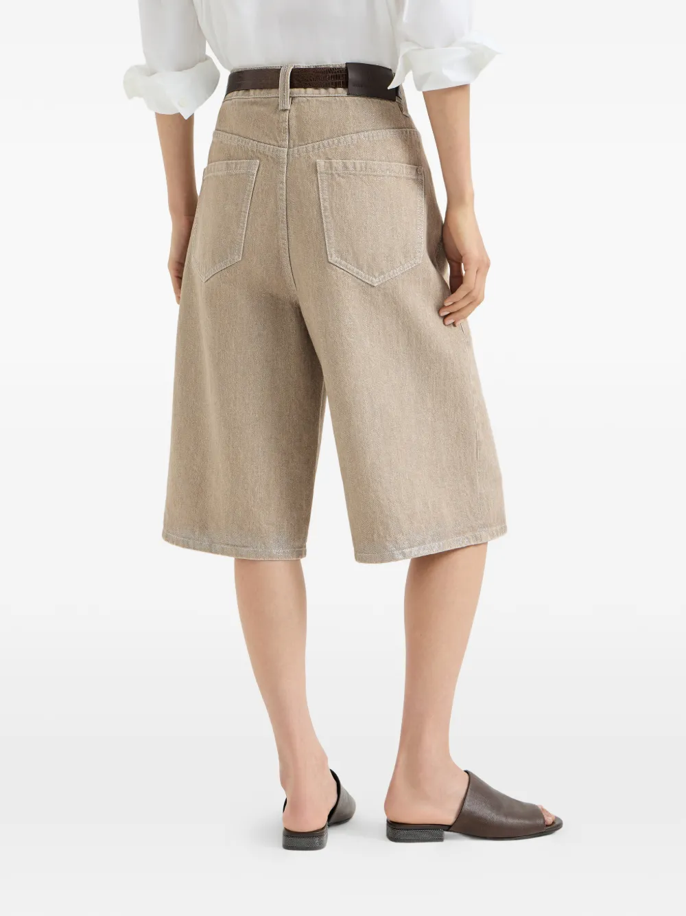 Brunello Cucinelli Shorts met knoopsluiting Beige