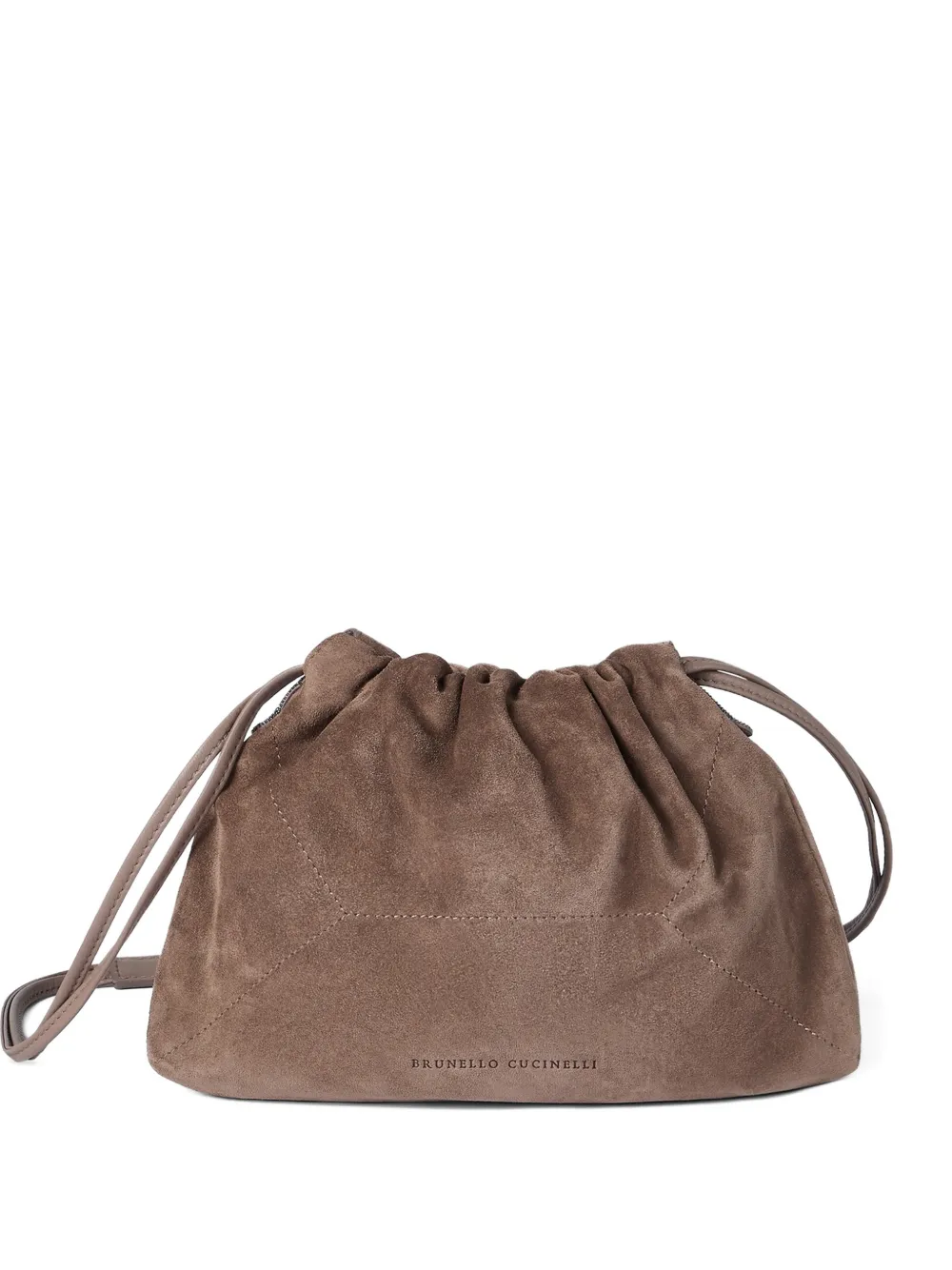 Brunello Cucinelli Monili-detail suede cross body bag - Marrone