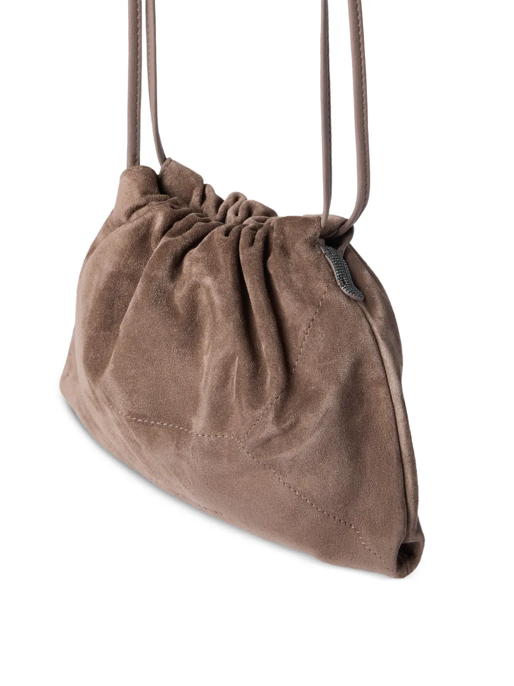 Brunello Cucinelli Suède crossbodytas met monili-detail Bruin