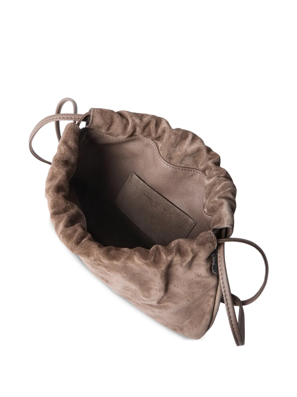 Brunello Cucinelli Suède crossbodytas met monili-detail Bruin