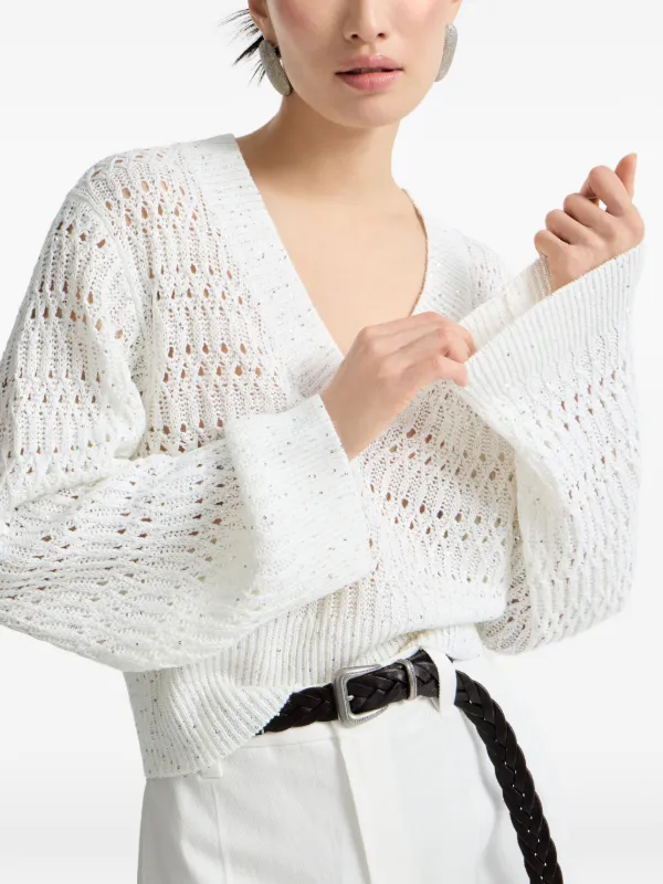 Brunello Cucinelli Vネック セーター | ホワイト | FARFETCH JP