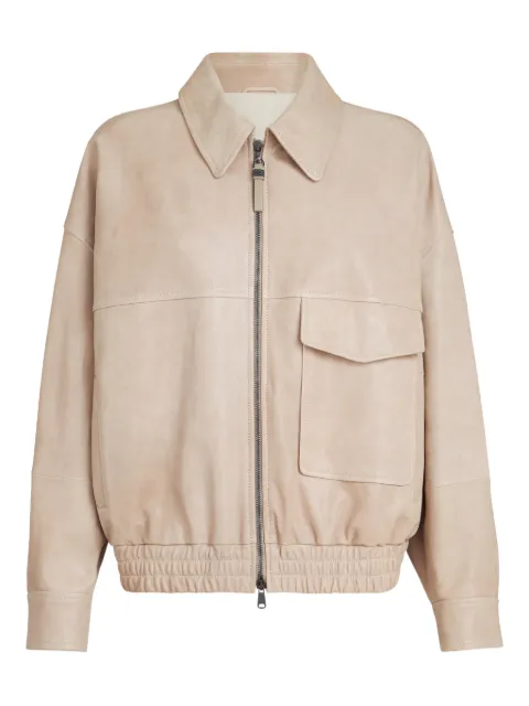 Brunello Cucinelli monili-detail leather jacket