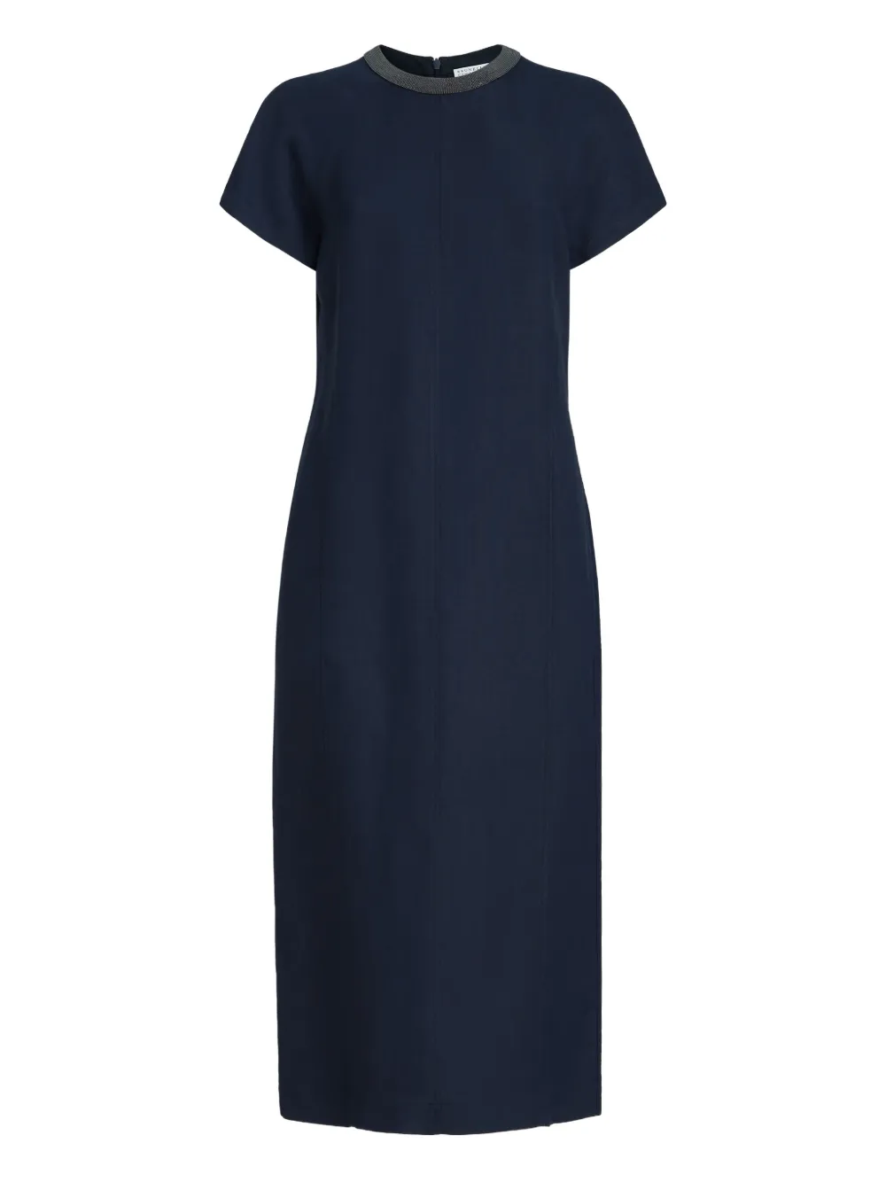 Brunello Cucinelli embellishement-collar midi dress - Blu