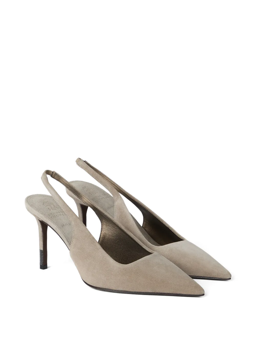 Brunello Cucinelli Monili suède slingback pumps Beige