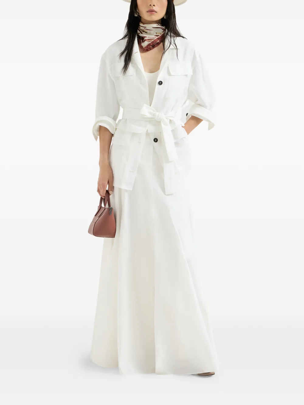 Brunello Cucinelli Silk Strap Top In White