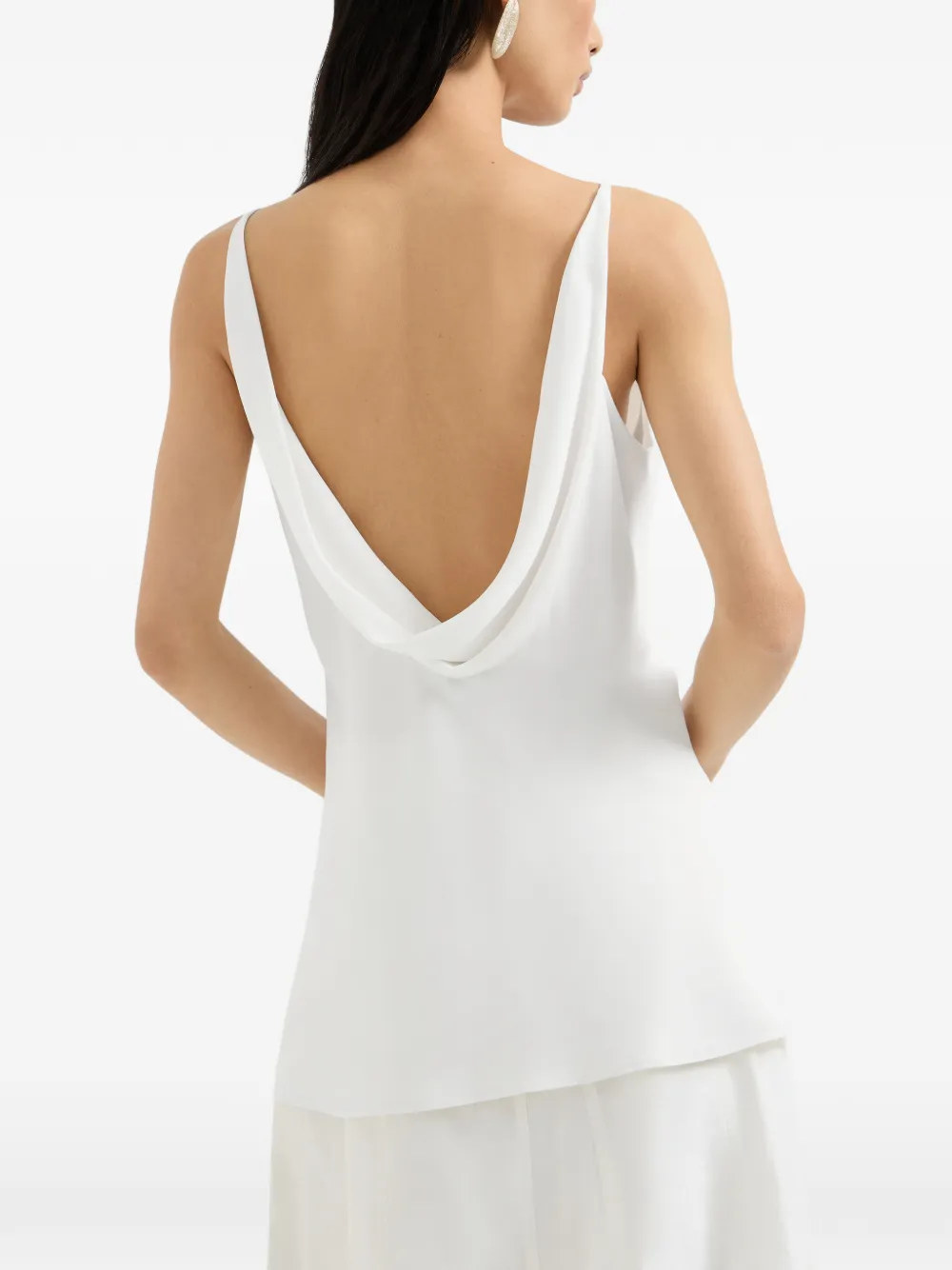 Brunello Cucinelli Silk Strap Top In White