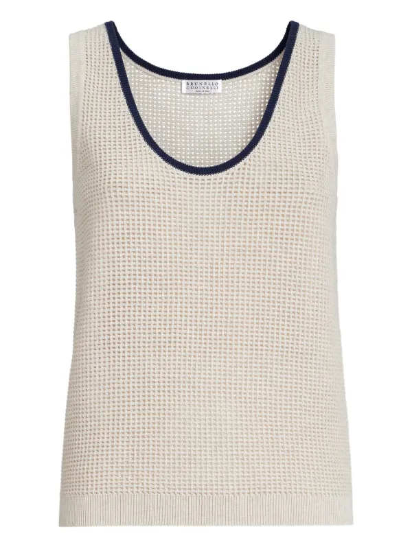 Brunello Cucinelli Net Knit Top in Neutrals