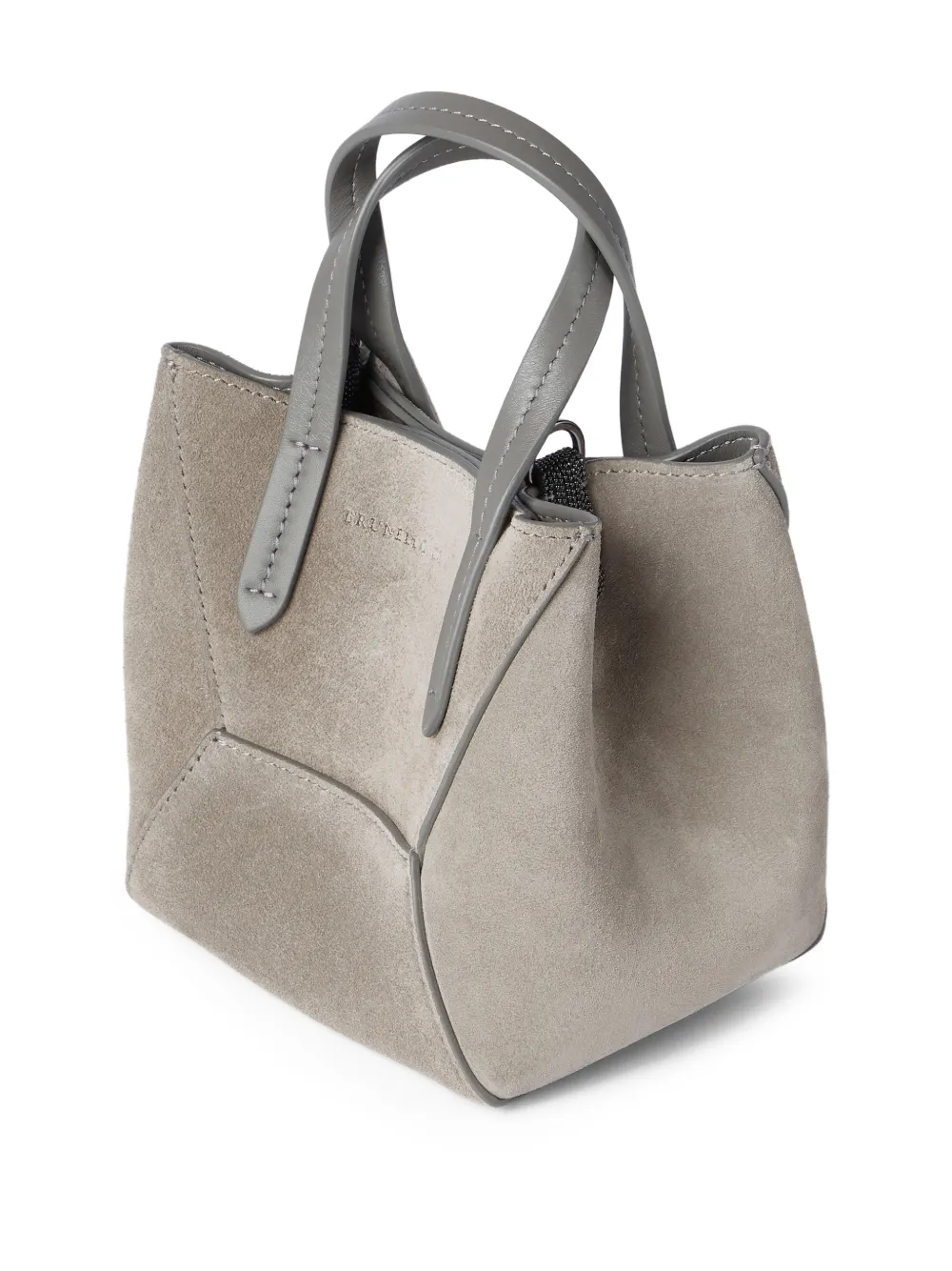  Brunello Cucinelli Mini Embossed-logo Tote Bag - Grey 