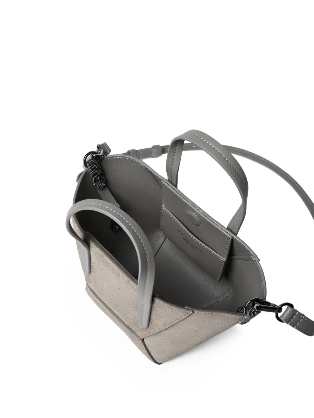 Brunello Cucinelli BC Duo kleine suède shopper Grijs