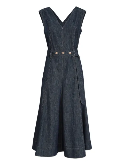 Brunello Cucinelli denim-effect sleeveless midi dress