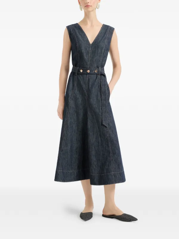 Brunello Cucinelli Sleeveless Midi Dress - Blue