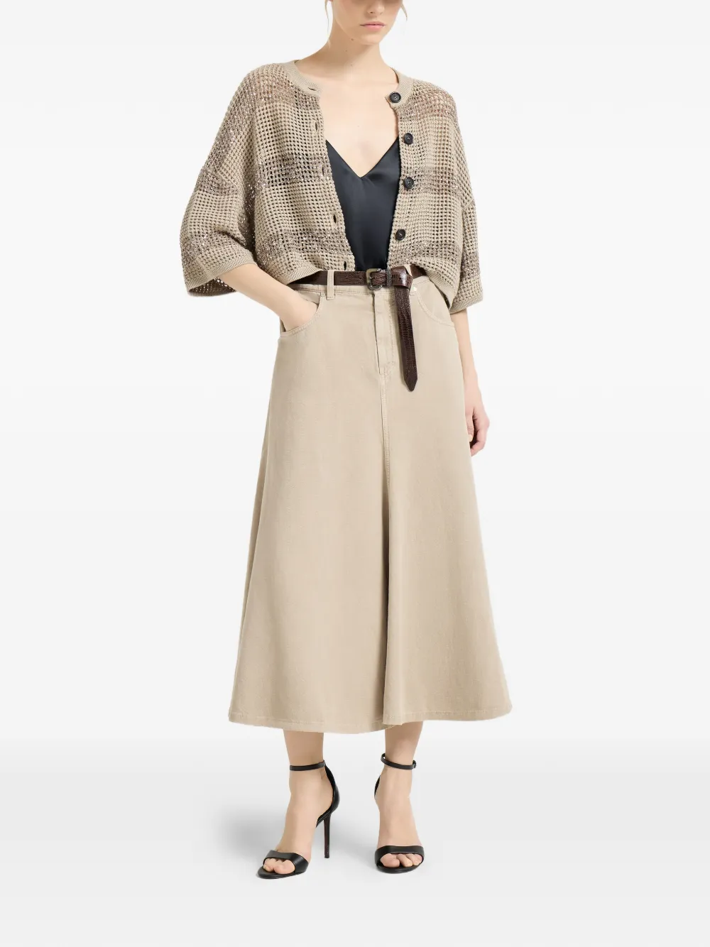 Brunello Cucinelli five-pocket flared skirt - Beige