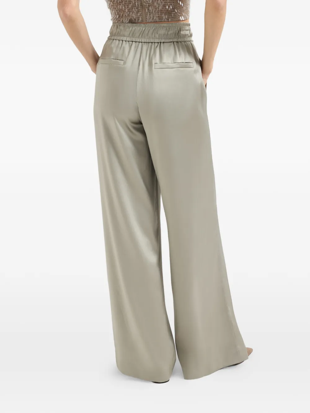 Brunello Cucinelli Palazzo broek met elastische tailleband Groen