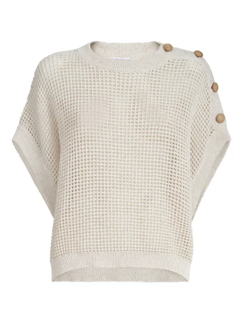 Brunello Cucinelli buttoned open-knit top